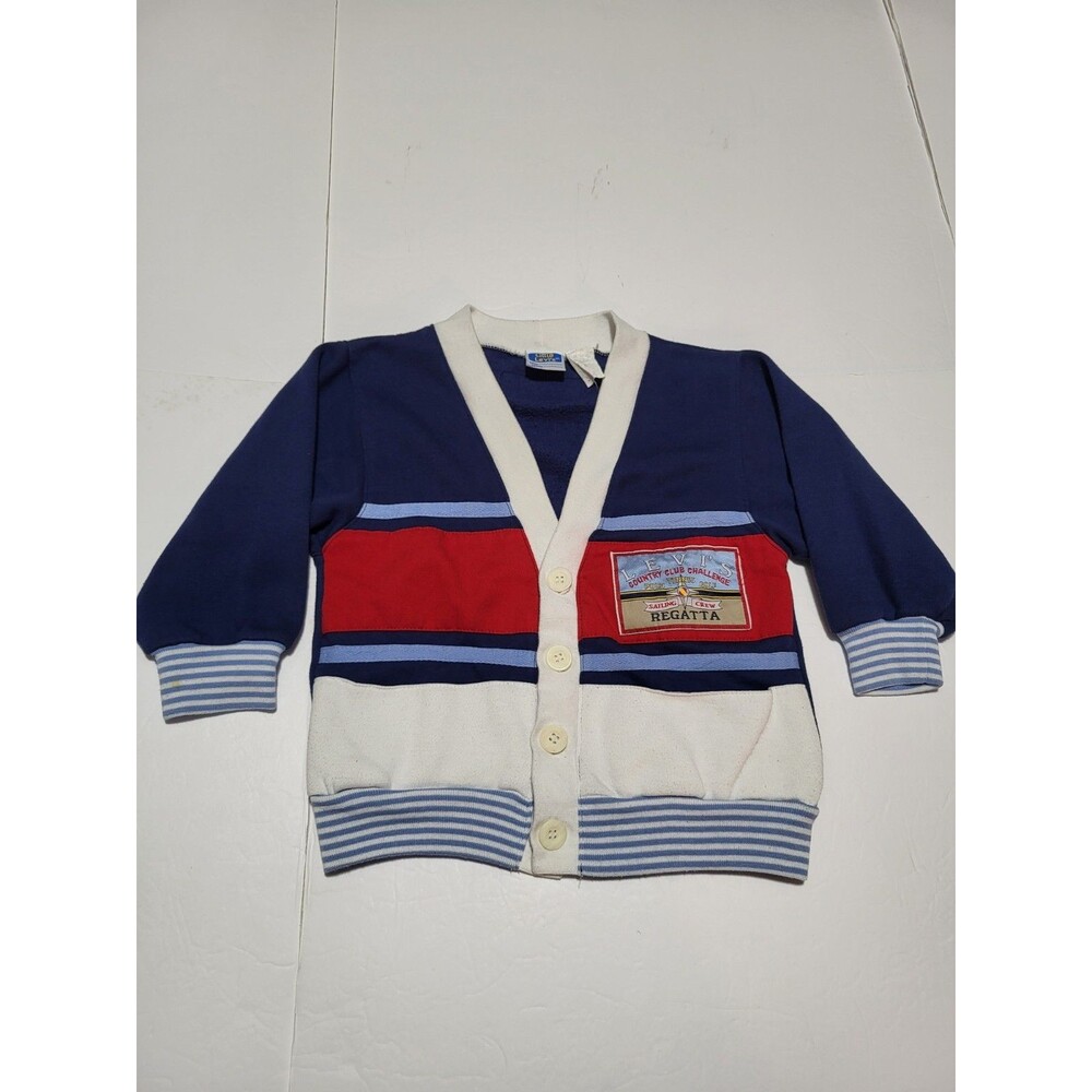 (#17) Vintage 90s Levis Kids Patchwork Cardigan Size Kid's 6 Multicolor